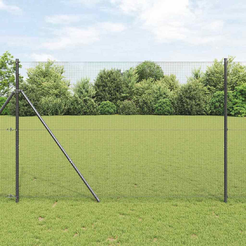 Fence Post Set Set of 2 Grey Metal 25 x 1.5 m Collapsible - Direct Imports