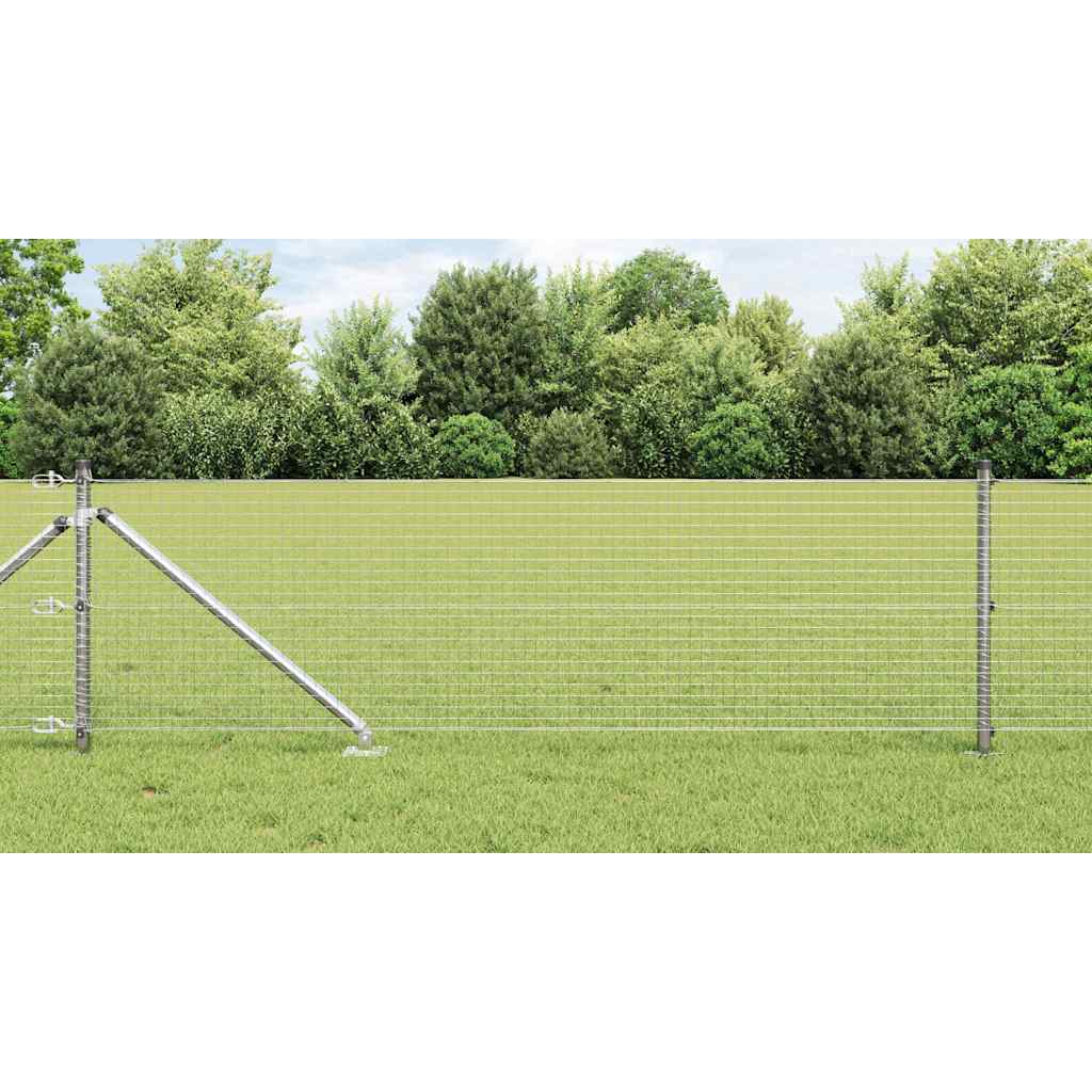 Welded Wire Fence with 13 Spike Posts 0.8x25 m Galvanised Steel - Discount Dealers