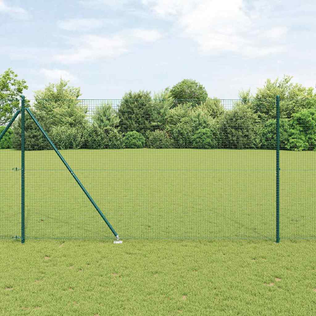PVC Fence Post Set Set of 2 Green PVC 25 x 1.5 m Durable - Decor Base