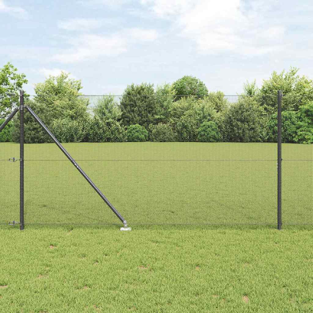 Welded Wire Fence with 7 Spike Posts Grey 1,2x10 m Steel - Casper Homes