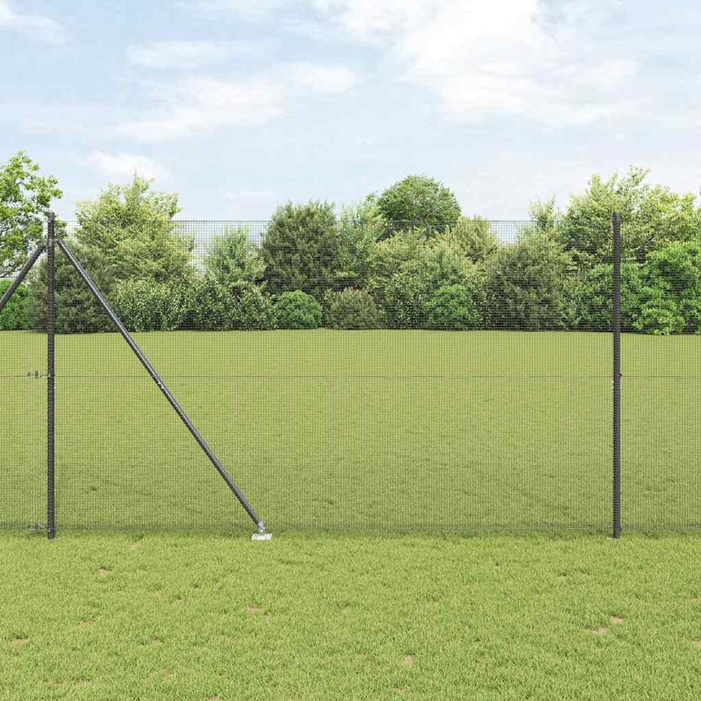Fence Post Set Set of 2 Grey Steel 25 x 1.5 m Durable - Merkel Designers