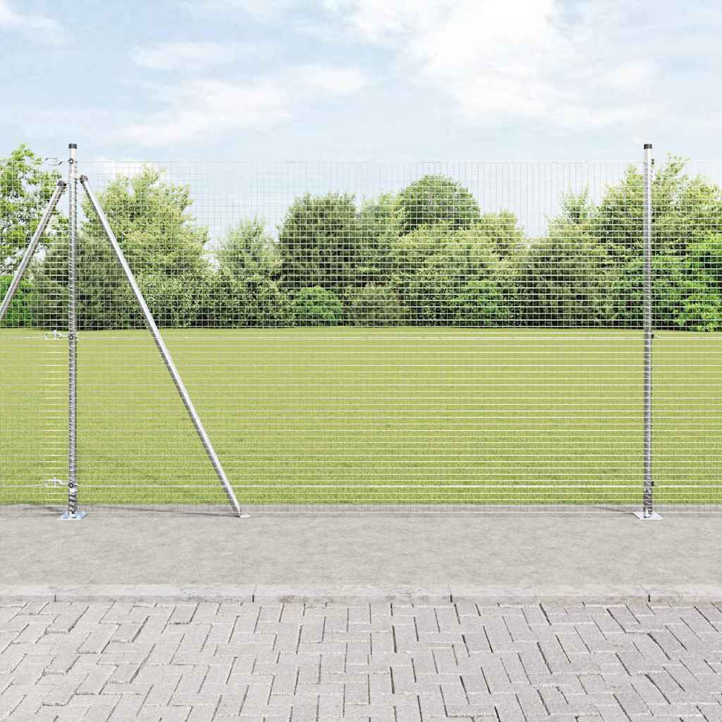 Fence Post Set Set of 2 Galvanised steel 10 x 1.5 m Durable - R and M Furniture