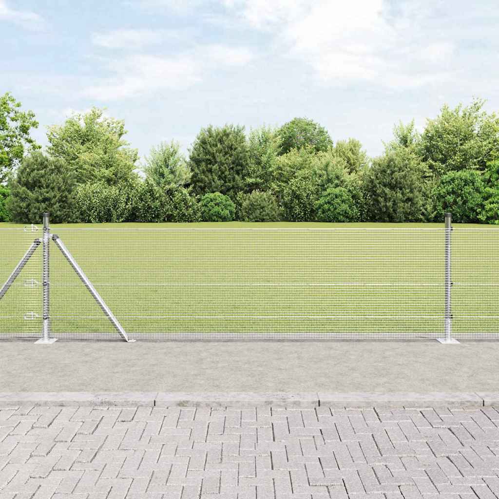 Fence Post Set Set of 2 Galvanised steel 25 x 0.5 m Durable - Merlin Deals