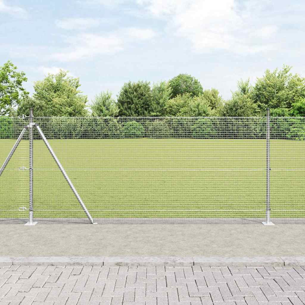 Welded Wire Fence with 13 Flanged Posts 1x25 m Galvanised Steel - Sid & Sam