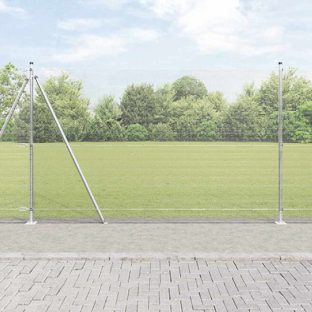 Welded Wire Fence with 13 Flanged Posts 1.4x25 m Galvanised Steel - Merlin Deals