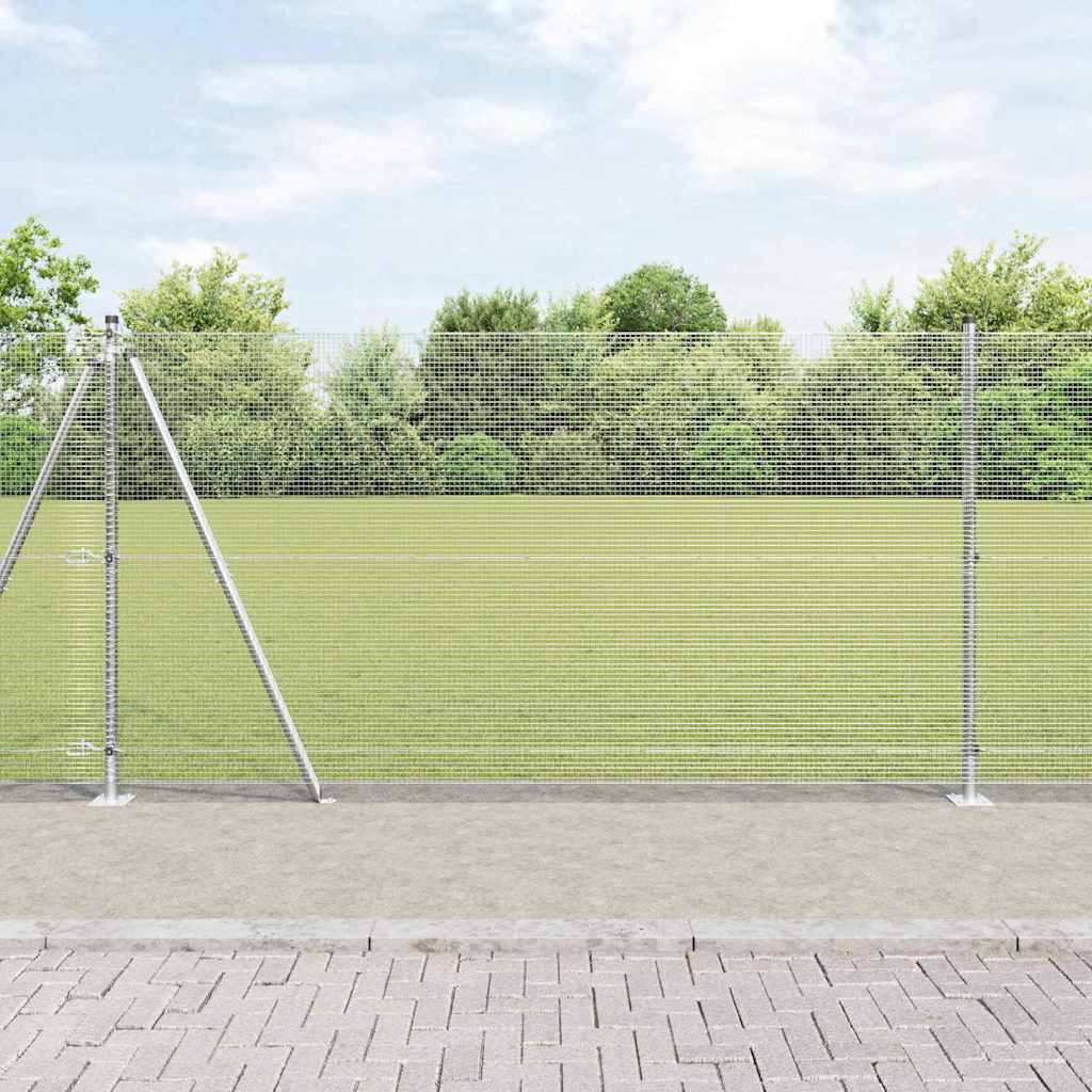 Welded Wire Fence with 13 Flanged Posts 1.2x50 m Galvanised Steel - Brittle & Co