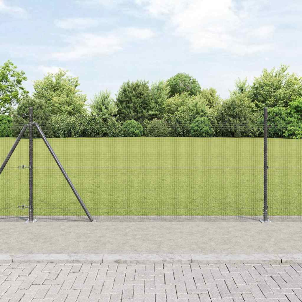 Fence Post Set Set of 2 Grey Metal 25 x 1 m Durable - Brittle & Co