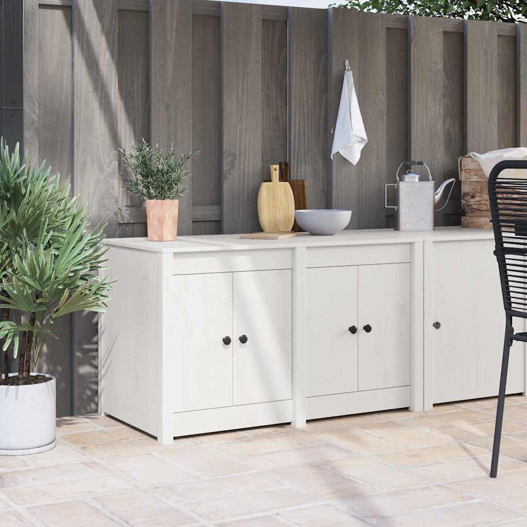 Outdoor Kitchen Cabinet White 106x55x64 cm Solid Wood Pine - Decor Base