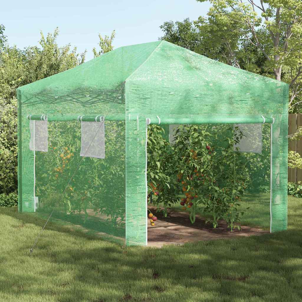 PAOFORD Greenhouse with Pop-up Frame 290x430x315 cm Iron - Green - Charlotte Dunes