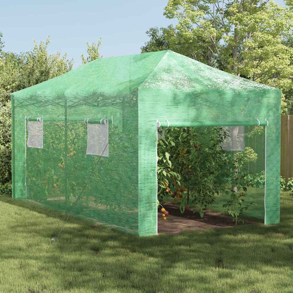 PAOFORD Greenhouse with Pop-up Frame 290x580x315 cm Iron - Green - Charlotte Dunes