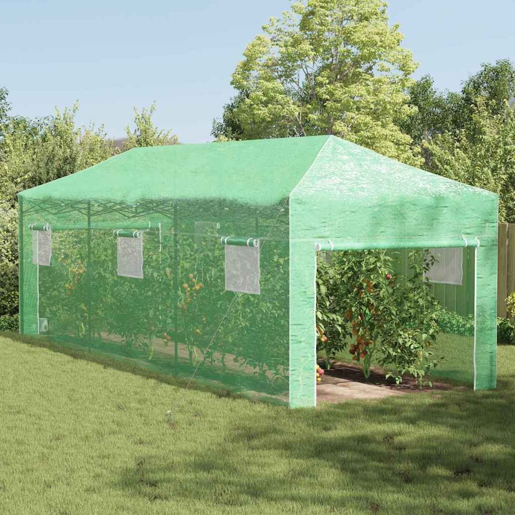 PAOFORD Greenhouse with Pop-up Frame 290x870x315 cm Iron - Green - Charlotte Dunes