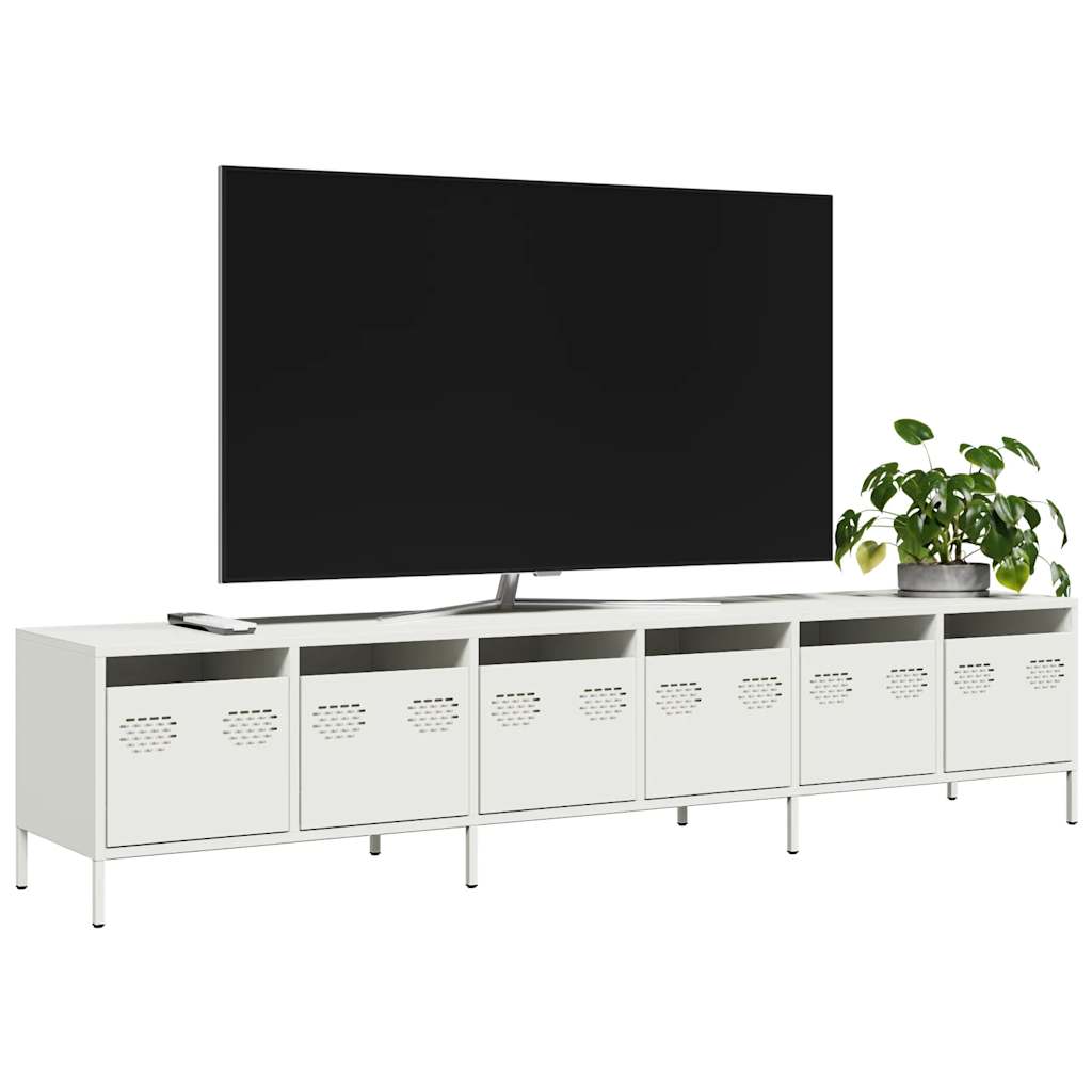 TV Cabinet White 202x39x43.5 cm Cold-rolled Steel - The Home Maker