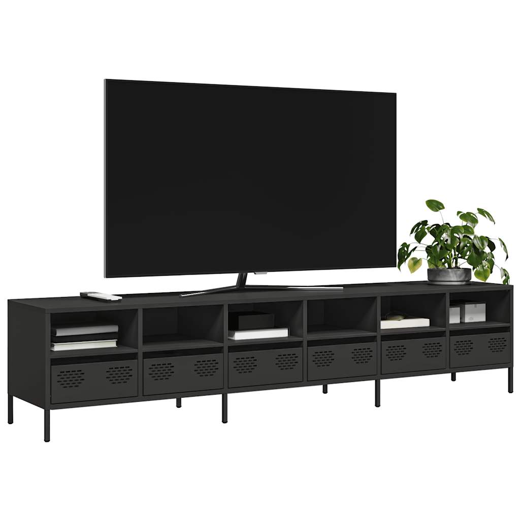 TV Cabinet Black 202x39x43.5 cm Cold-rolled Steel - Charlotte Dunes
