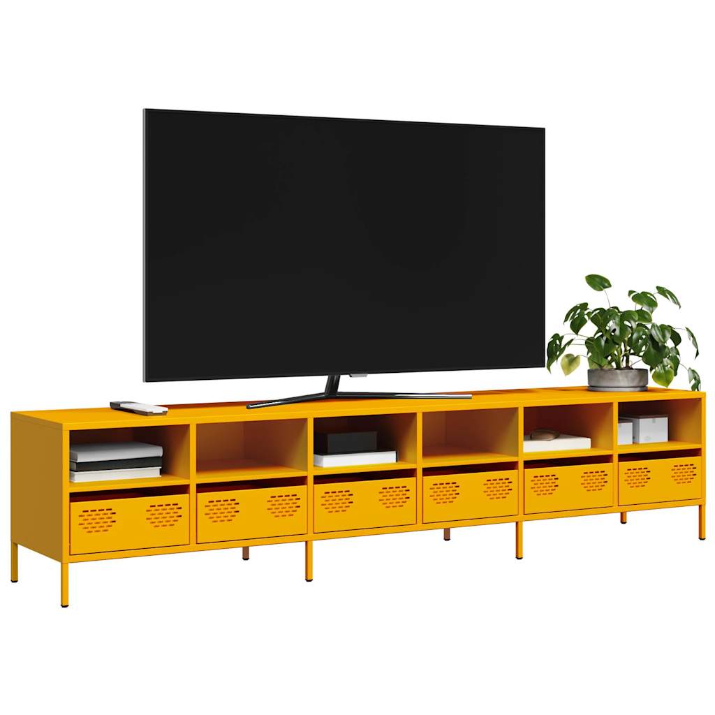 TV Cabinet Mustard Yellow 202x39x43.5 cm Cold-rolled Steel - The Home Maker