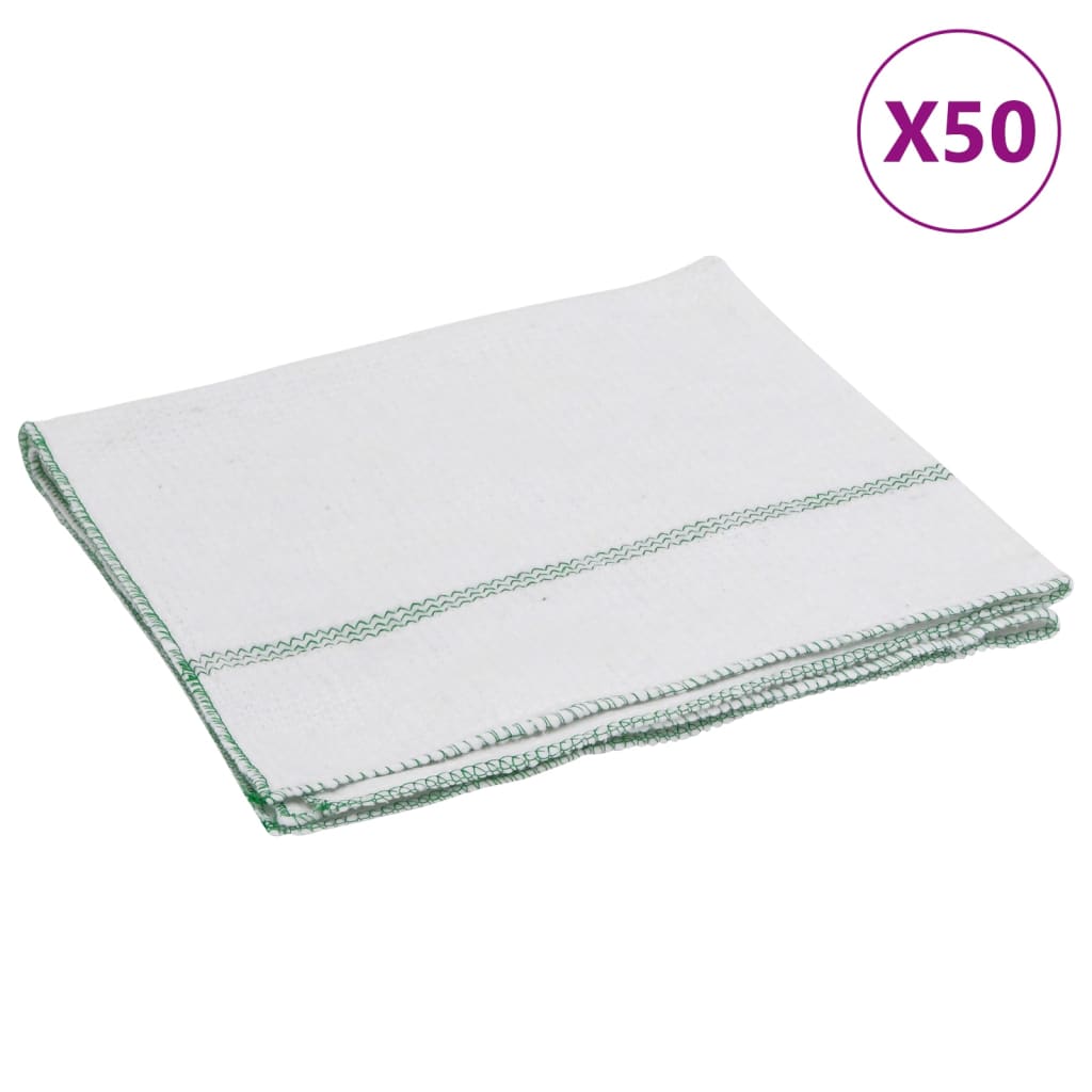 Cleaning Cloths 50 pcs White with Green Stripes 50x60 cm - Casper Homes