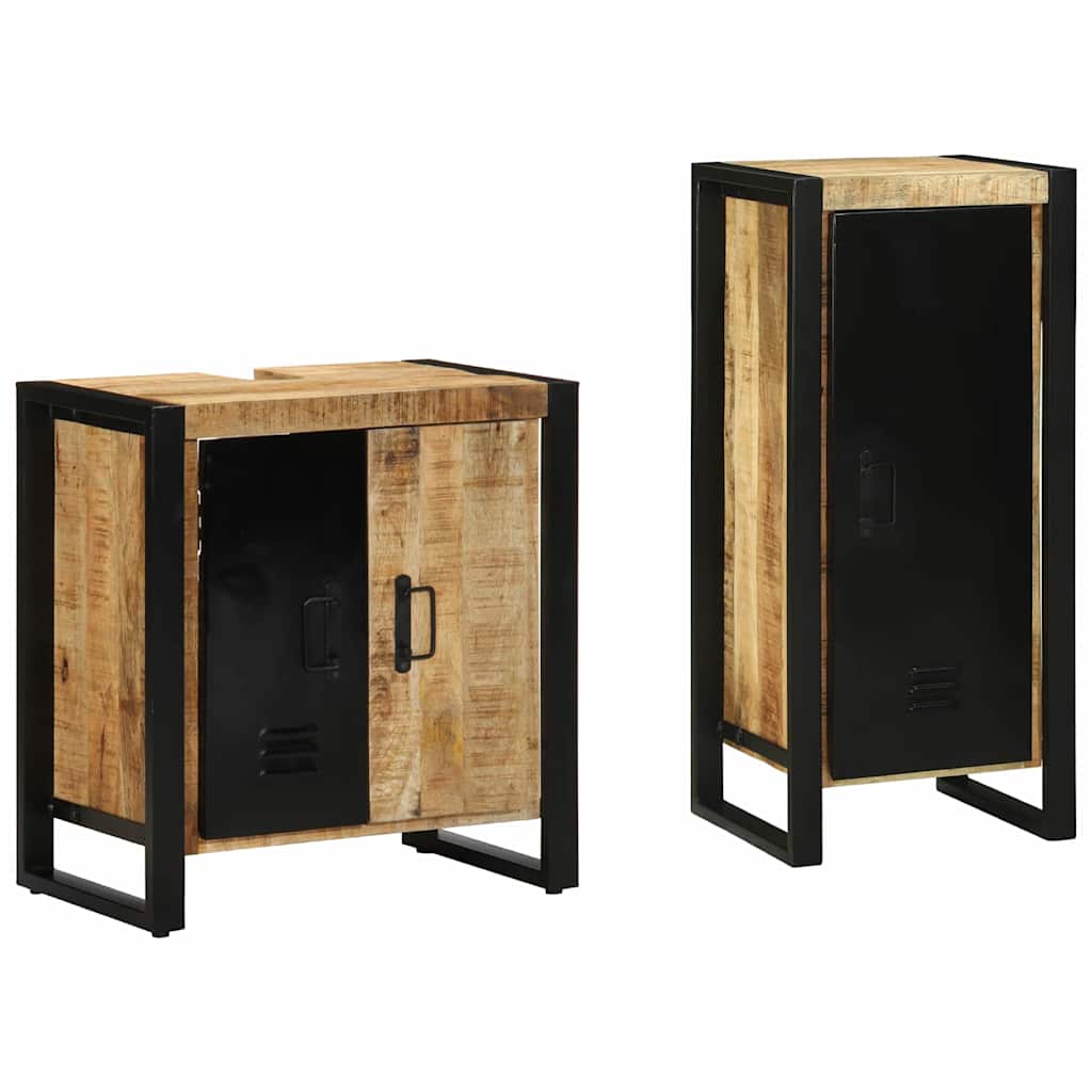 Bathroom Furniture Set 2 Pieces Brown Solid Mango Wood - All Things Good