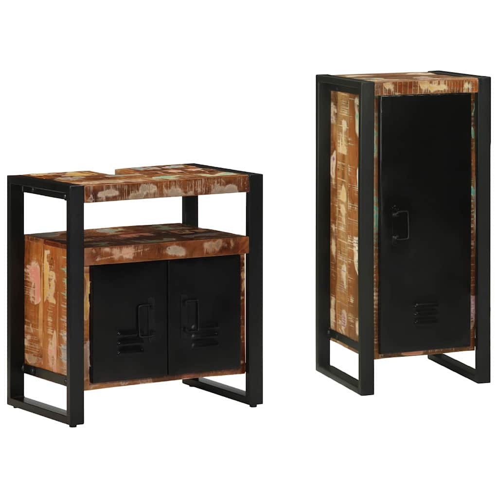 Bathroom Furniture Set 2 Pieces Multicolour Solid Reclaimed Wood - All Things Good