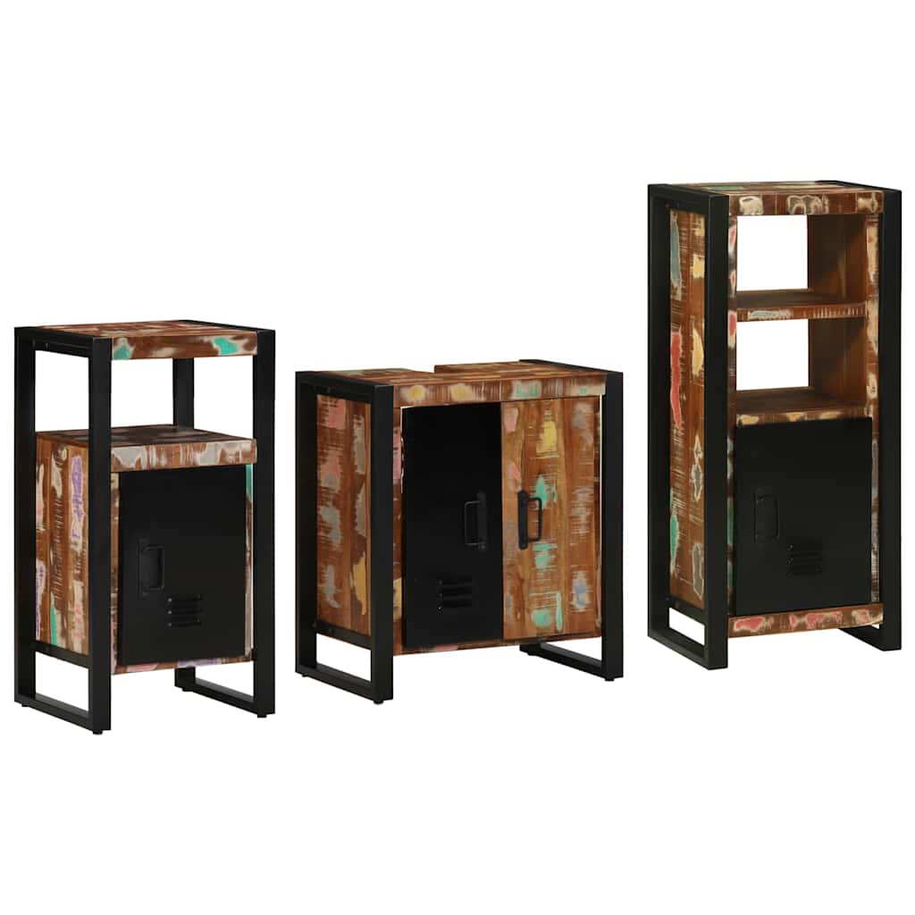 Bathroom Furniture Set 3 Pieces Multicolour Solid Reclaimed Wood - Casper Homes