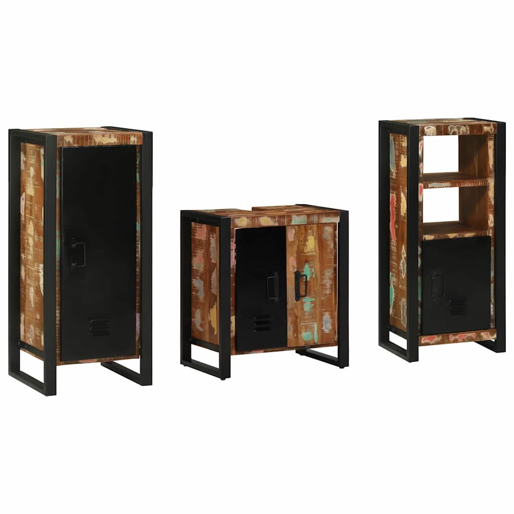 Bathroom Furniture Set 3 Pieces Multicolour Solid Reclaimed Wood - All Things Good