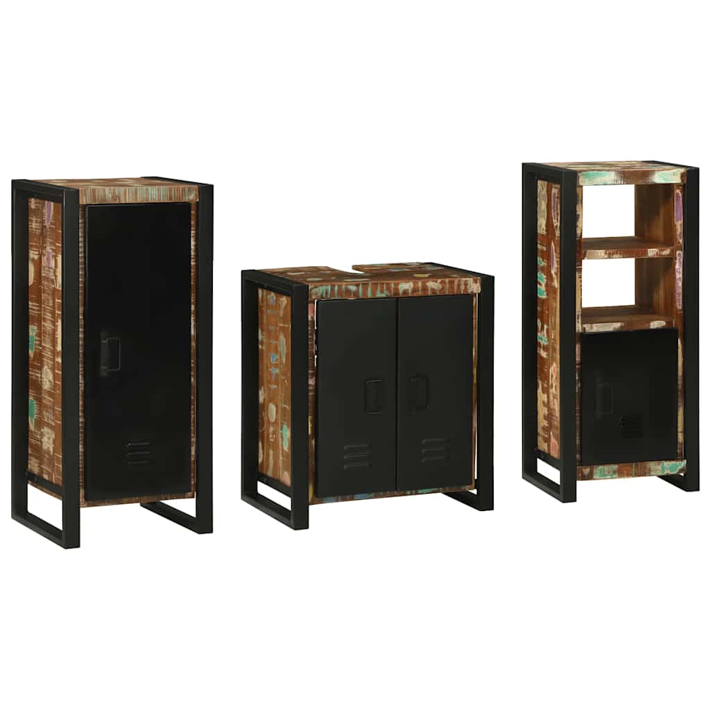 Bathroom Furniture Set 3 Pieces Multicolour Solid Reclaimed Wood - All Things Good