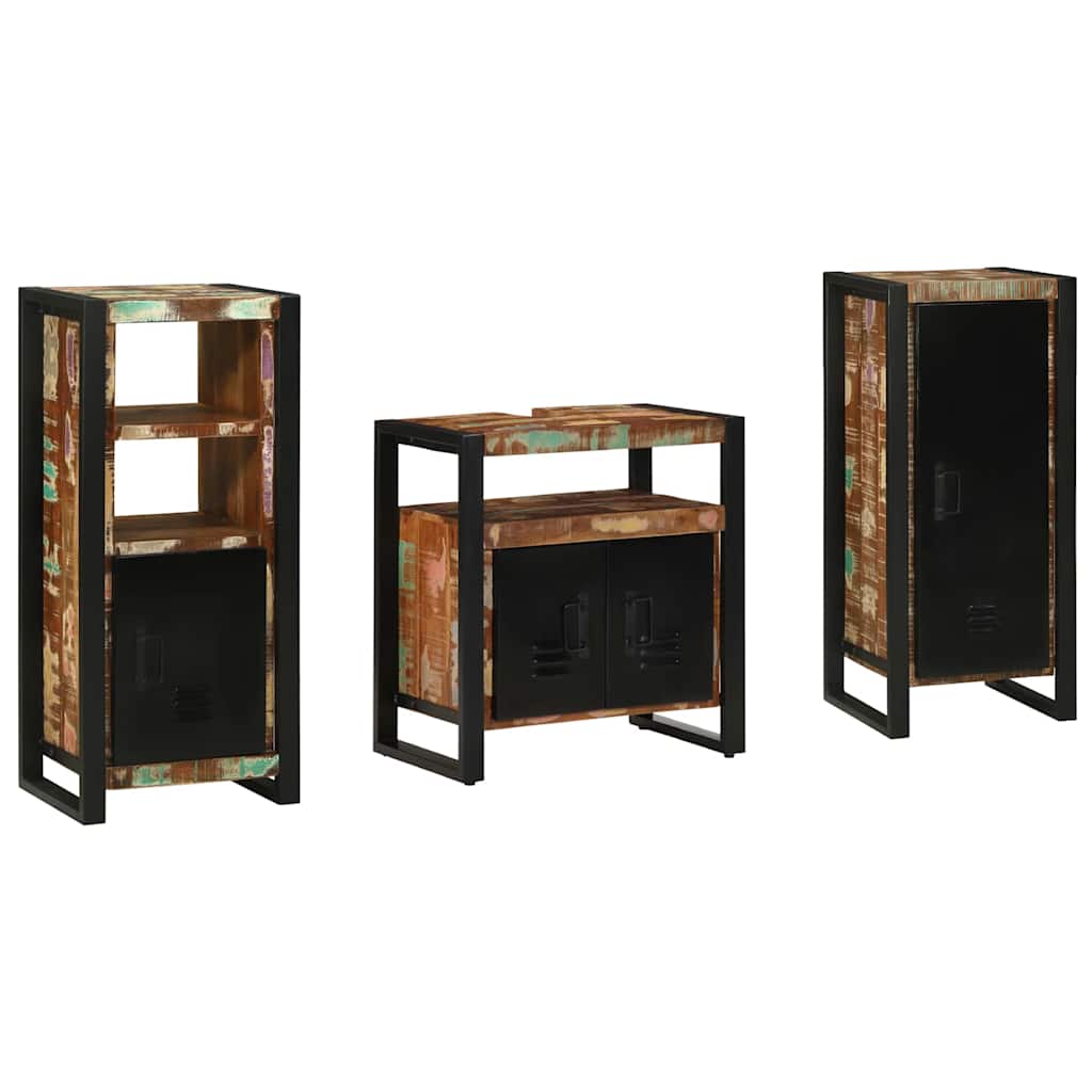 Bathroom Furniture Set 3 Pieces Multicolour Solid Reclaimed Wood - All Things Good