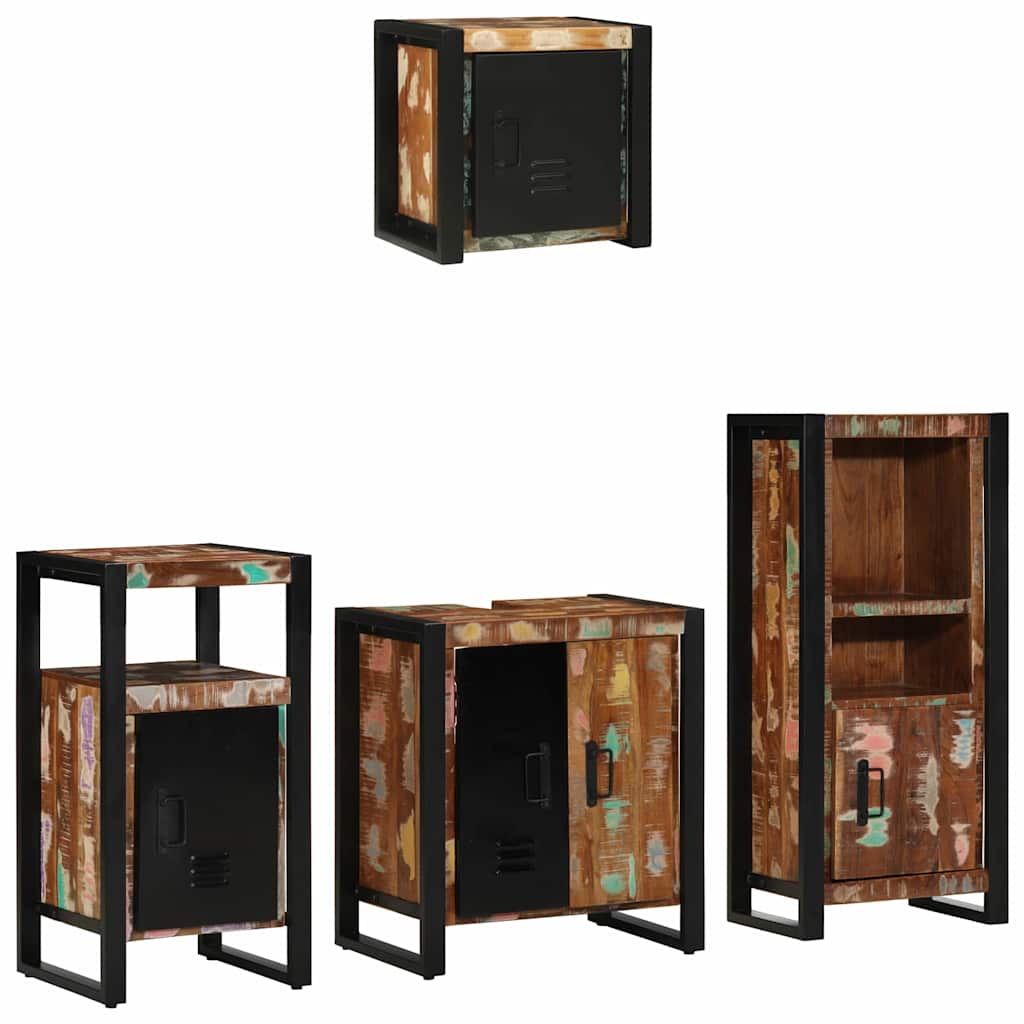 Bathroom Furniture Set 4 Pieces Multicolour Solid Reclaimed Wood - Casper Homes