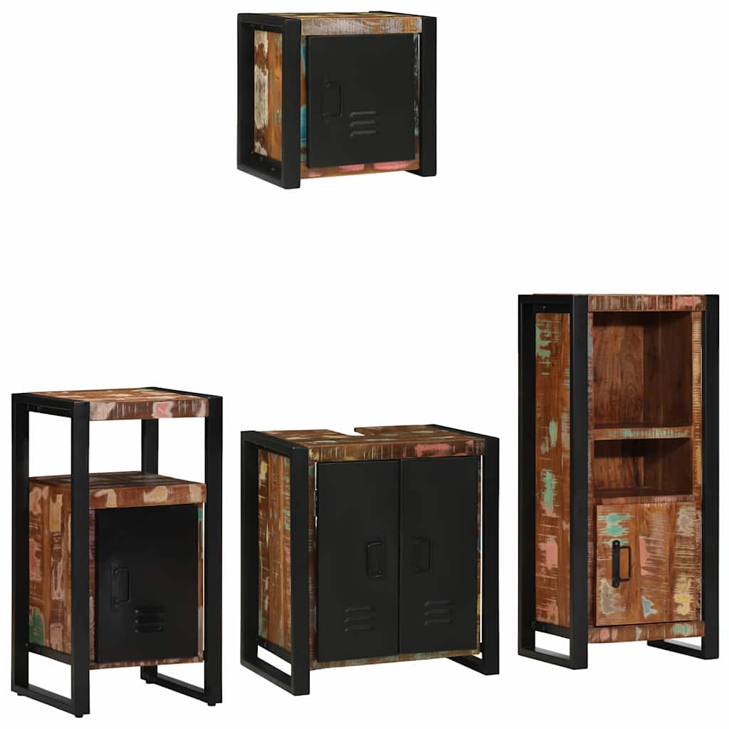 Bathroom Furniture Set 4 Pieces Multicolour Solid Reclaimed Wood - Casper Homes