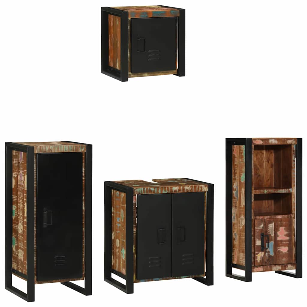 Bathroom Furniture Set 4 Pieces Multicolour Solid Reclaimed Wood - All Things Good