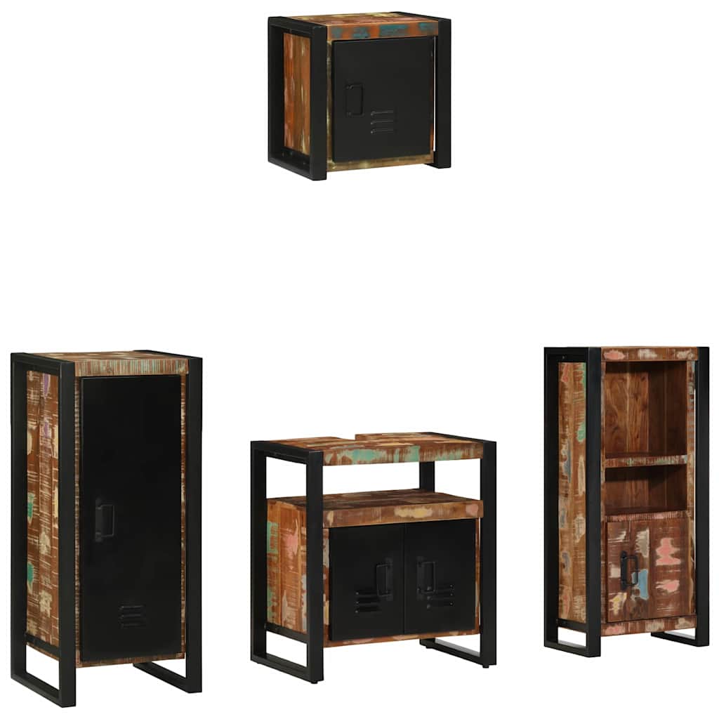 Bathroom Furniture Set 4 Pieces Multicolour Solid Reclaimed Wood - All Things Good
