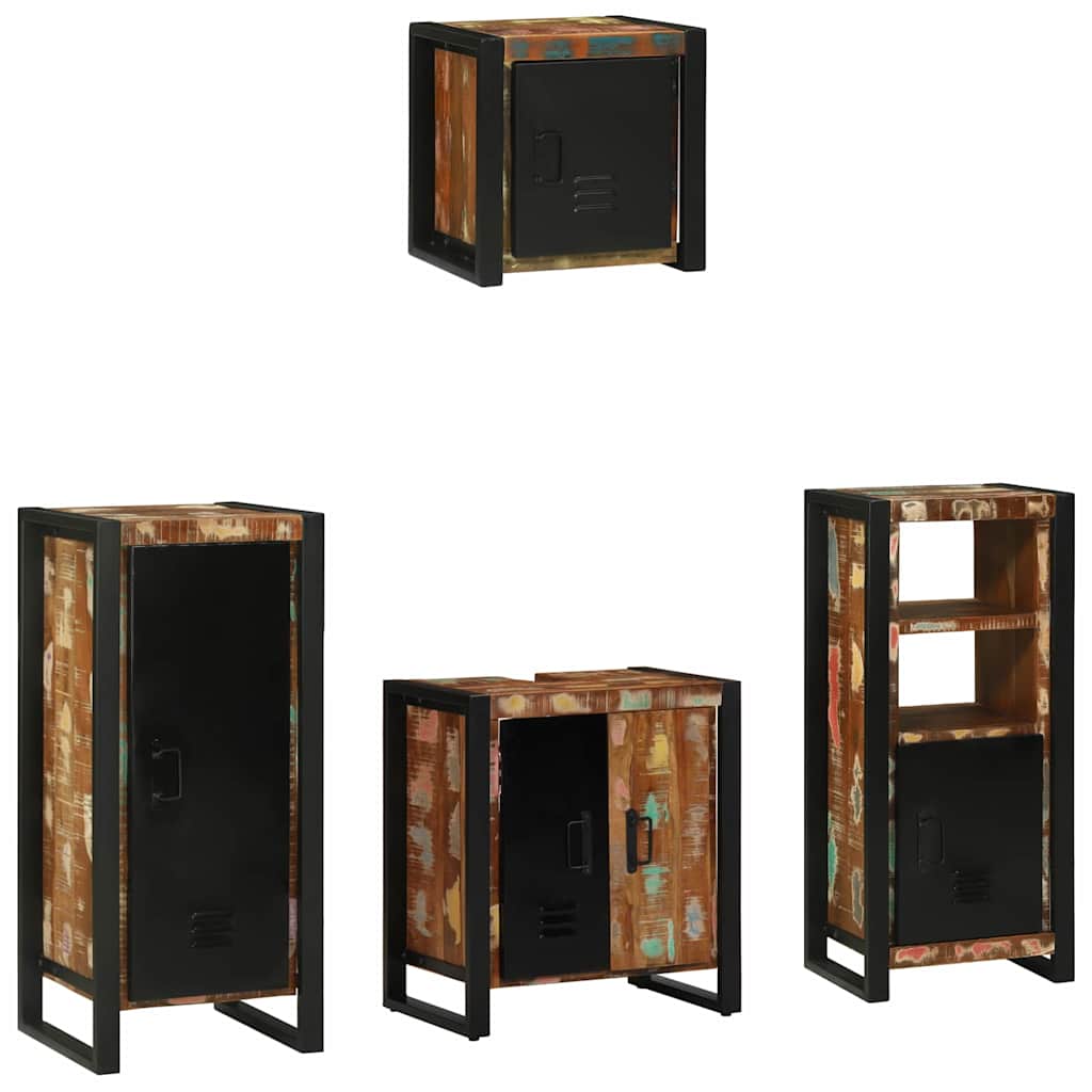 Bathroom Furniture Set 4 Pieces Multicolour Solid Reclaimed Wood - All Things Good