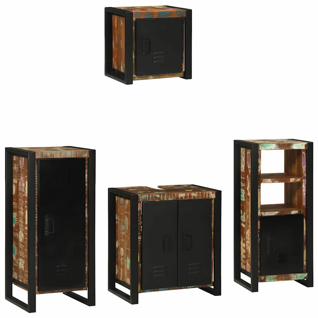 Bathroom Furniture Set 4 Pieces Multicolour Solid Reclaimed Wood - All Things Good