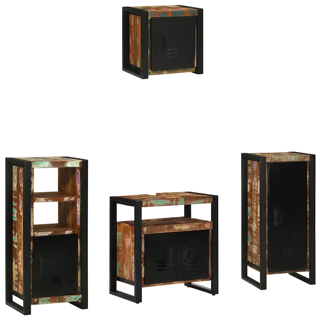 Bathroom Furniture Set 4 Pieces Multicolour Solid Reclaimed Wood - All Things Good