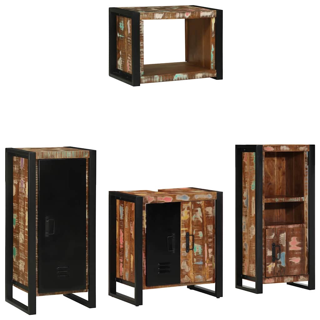 Bathroom Furniture Set 4 Pieces Multicolour Solid Reclaimed Wood - All Things Good