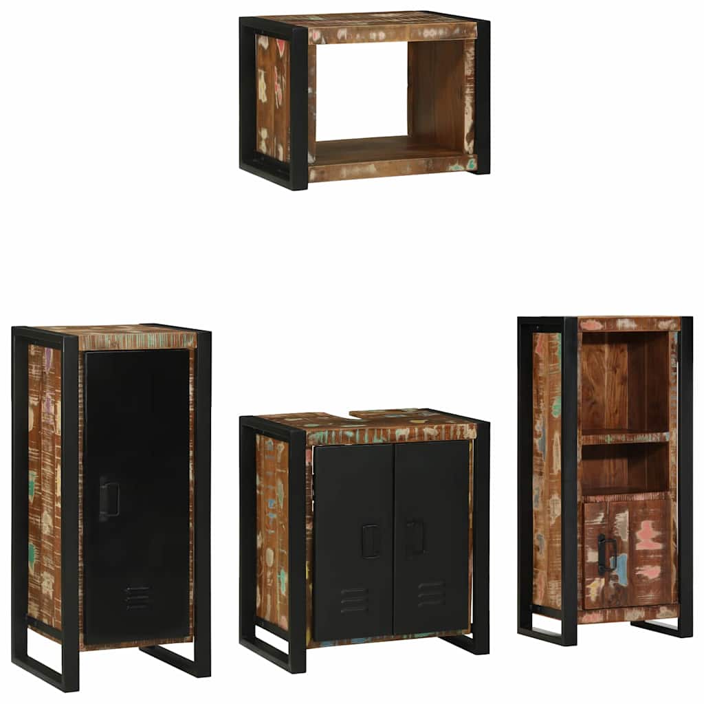 Bathroom Furniture Set 4 Pieces Multicolour Solid Reclaimed Wood - All Things Good