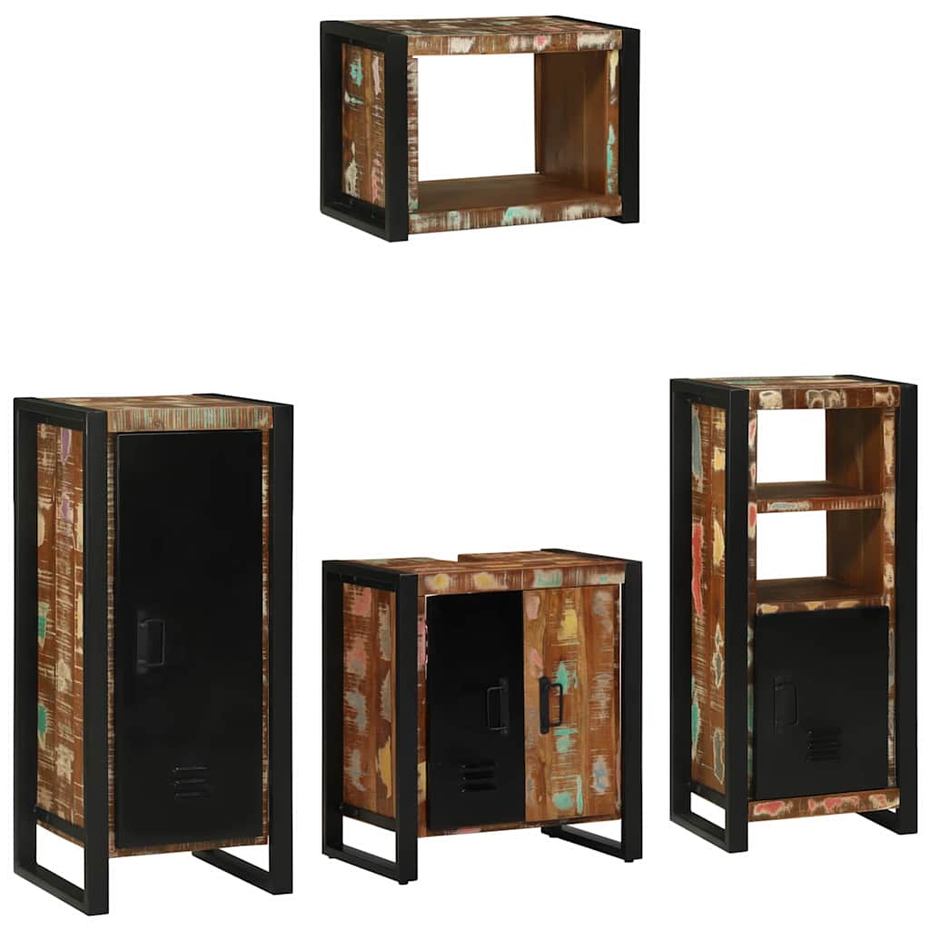 Bathroom Furniture Set 4 Pieces Multicolour Solid Reclaimed Wood - All Things Good