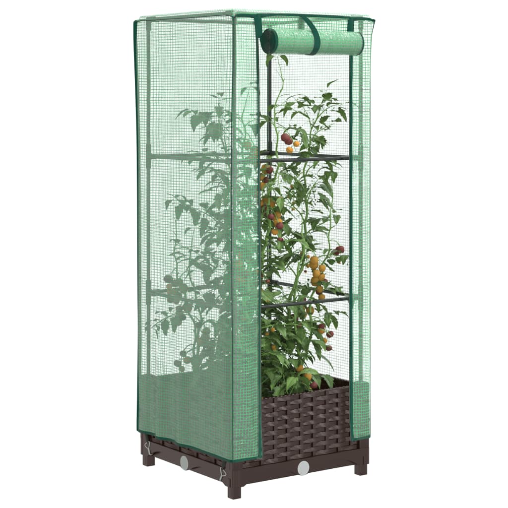 LIPARK Raised Bed with Greenhouse Cover Look 40x40x123 cm Rattan - Design Hut