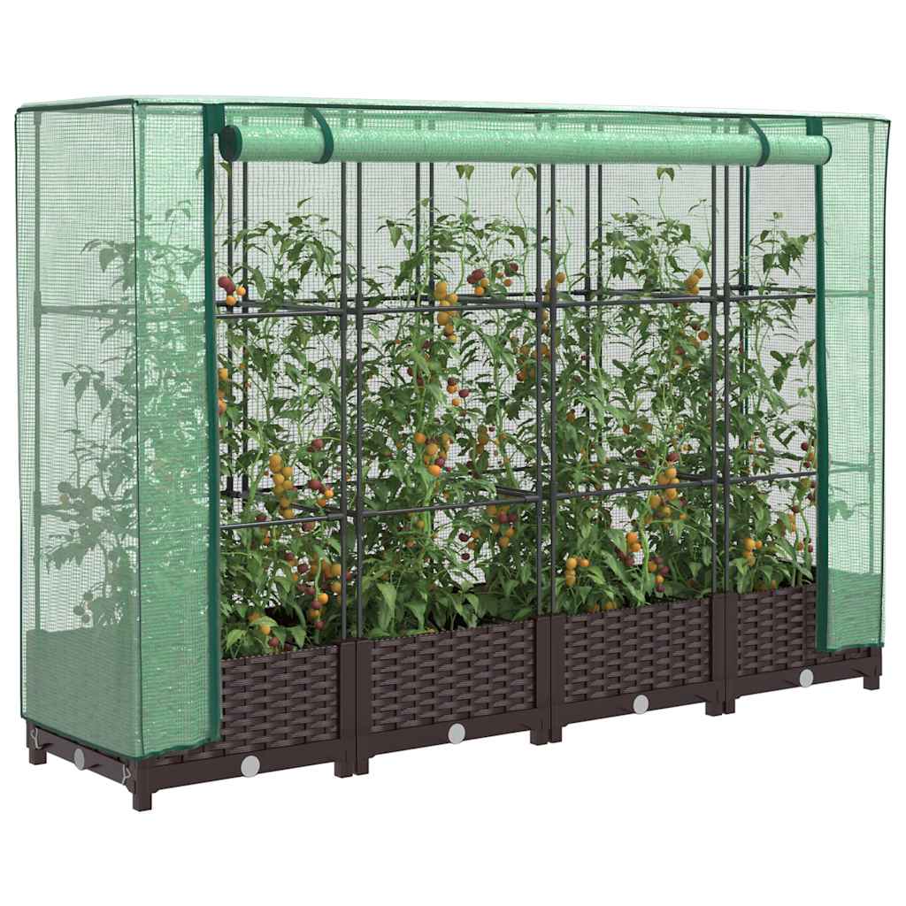 LIPARK Raised Bed with Greenhouse Cover Look 160x40x123 cm Rattan - Design Hut