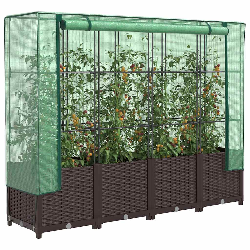 LIPARK Raised Bed with Greenhouse Cover Look 160x40x138 cm Rattan - Design Hut