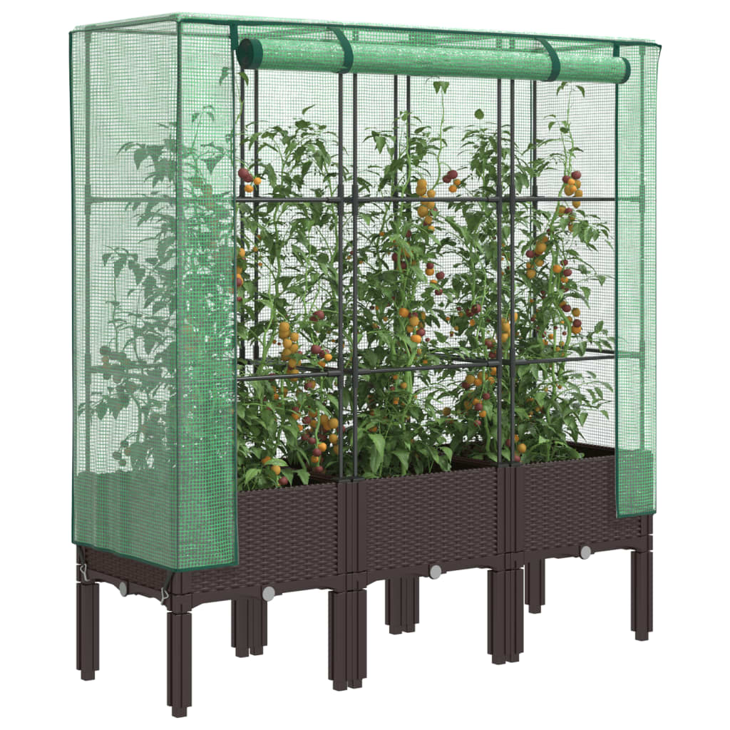 LIPARK Raised Bed with Greenhouse Cover Look 120x40x140 cm Rattan - Design Hut