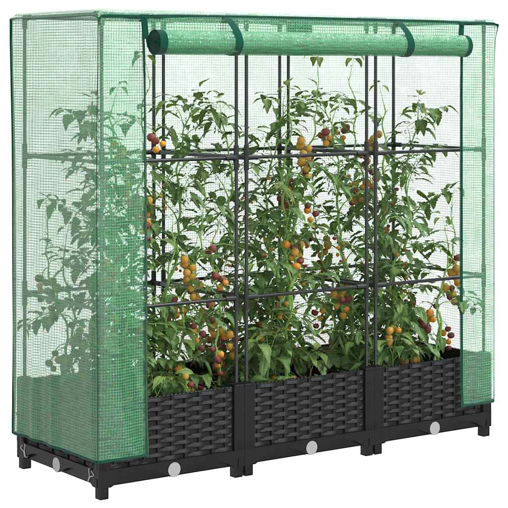 LIPARK Raised Bed with Greenhouse Cover Look 120x40x123 cm Rattan - Design Hut