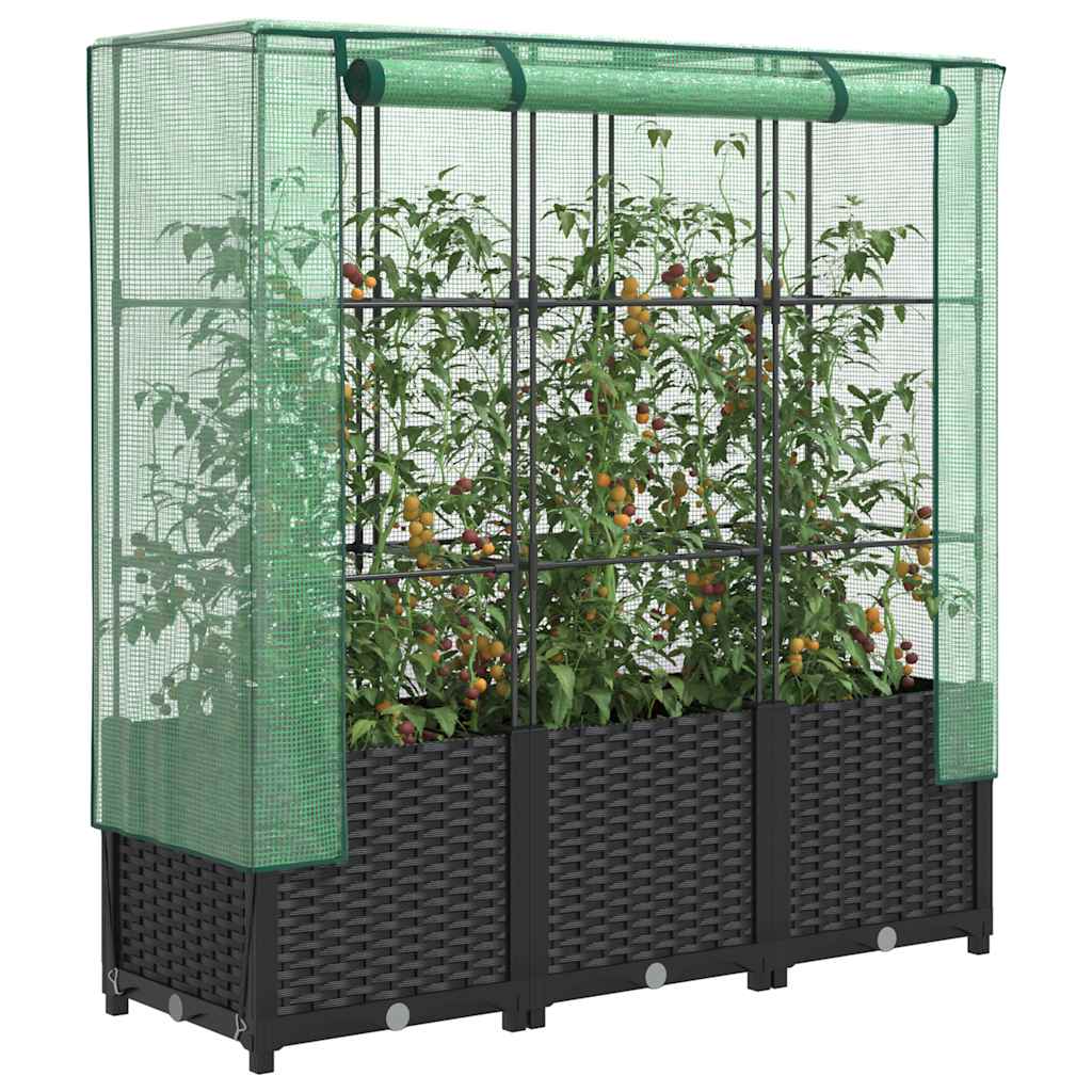 LIPARK Raised Bed with Greenhouse Cover Look 120x40x138 cm Rattan - Design Hut