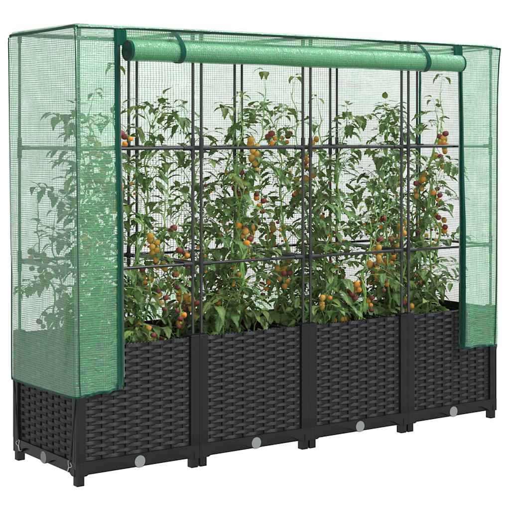 LIPARK Raised Bed with Greenhouse Cover Look 160x40x138 cm Rattan - Design Hut