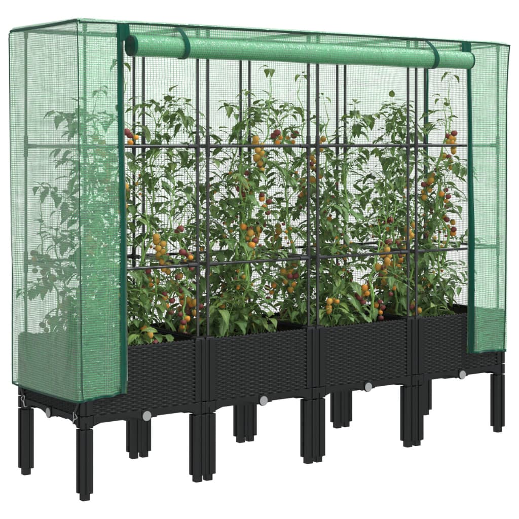LIPARK Raised Bed with Greenhouse Cover Look 160x40x140 cm Rattan - Design Hut