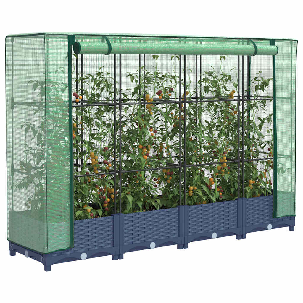 LIPARK Raised Bed with Greenhouse Cover Look 160x40x123 cm Rattan - Design Hut