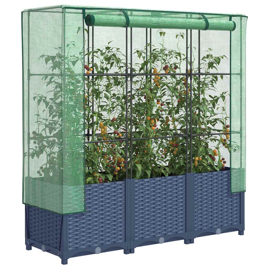 LIPARK Raised Bed with Greenhouse Cover Look 120x40x138 cm Rattan - Design Hut