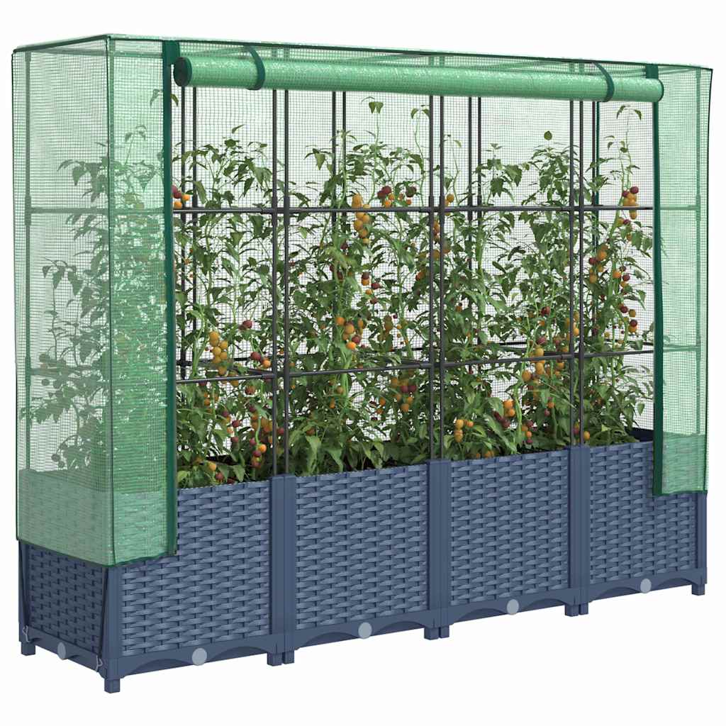 LIPARK Raised Bed with Greenhouse Cover Look 160x40x138 cm Rattan - Design Hut