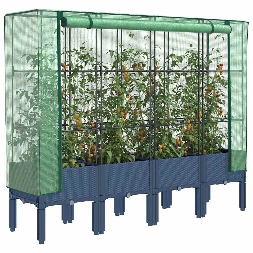 LIPARK Raised Bed with Greenhouse Cover Look 160x40x140 cm Rattan - Design Hut