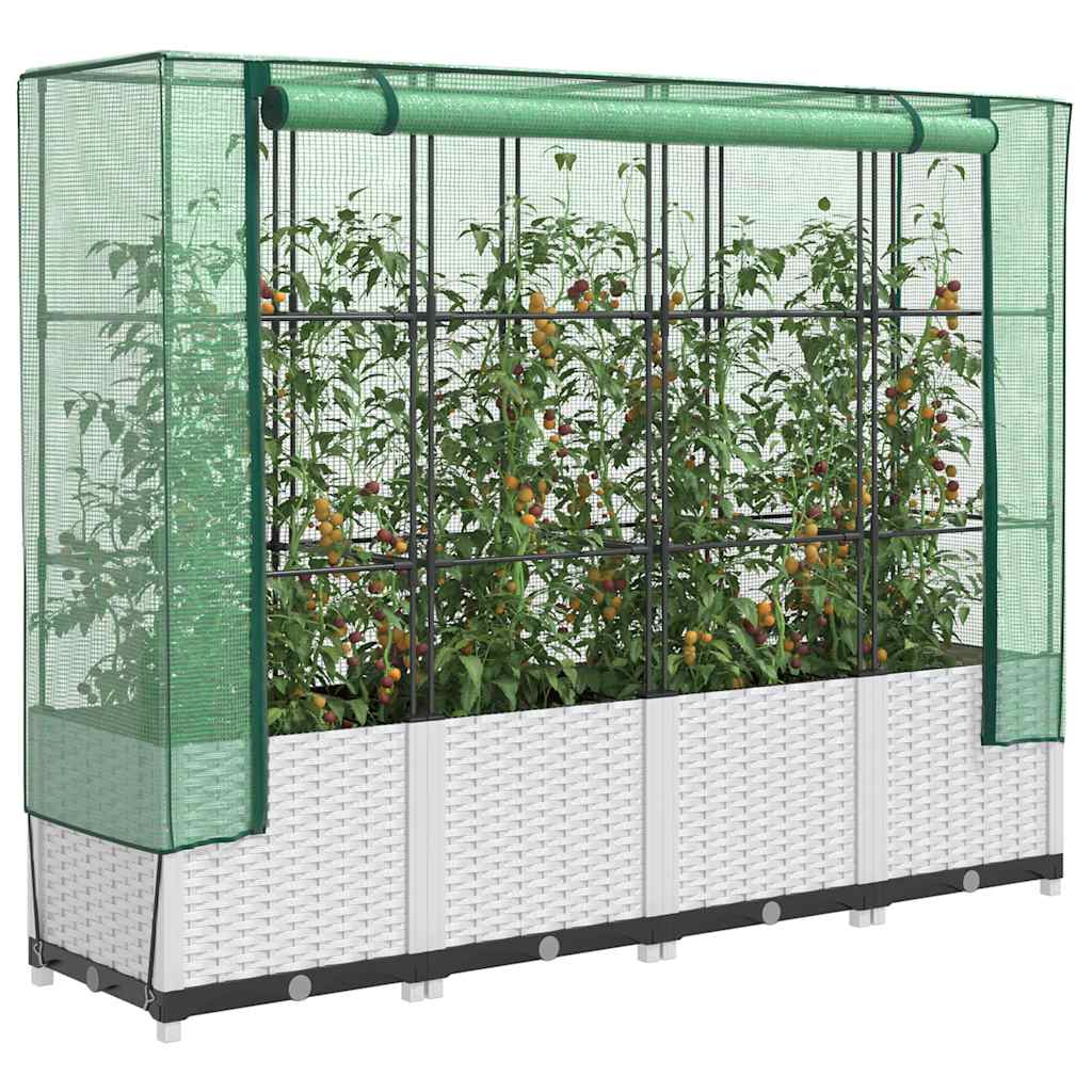 LIPARK Raised Bed with Greenhouse Cover Look 160x40x138 cm Rattan - Design Hut