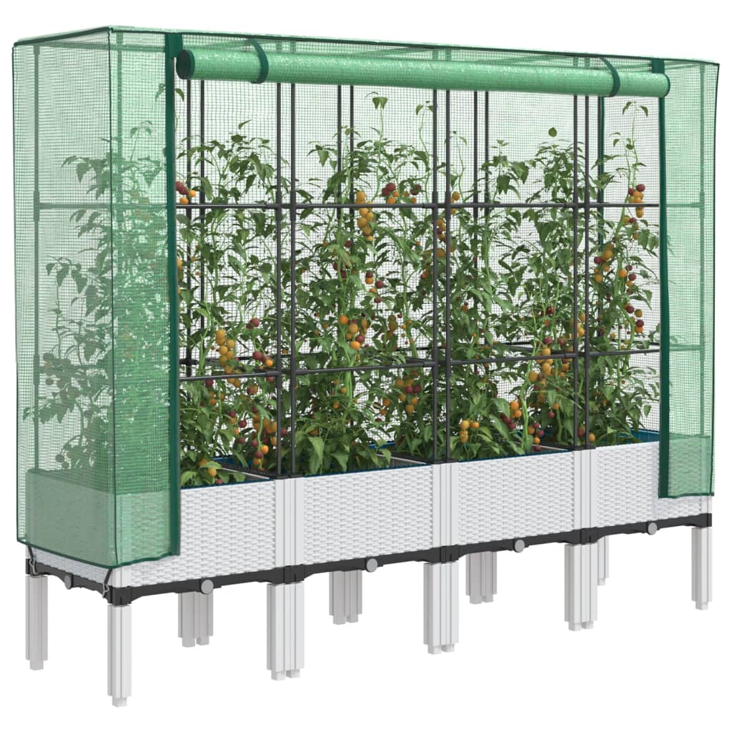 LIPARK Raised Bed with Greenhouse Cover Look 160x40x140 cm Rattan - Design Hut
