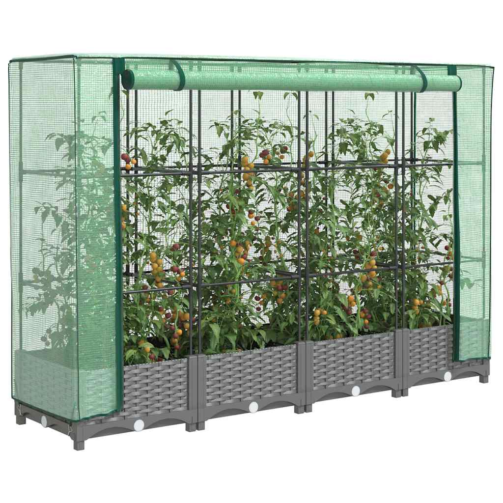 LIPARK Raised Bed with Greenhouse Cover Look 160x40x123 cm Rattan - Design Hut